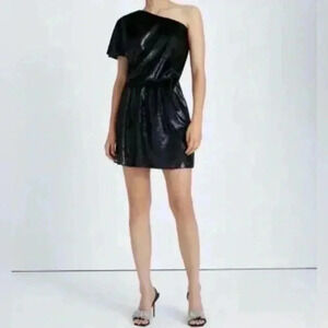 7 For All Mankind | Shiny Look, Little Black dress LBD | Large | One Shoulder